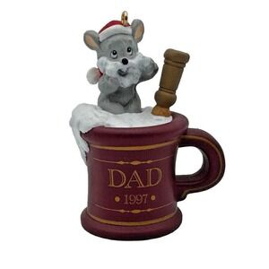 Vintage Hallmark Keepsake Dad 1997 Christmas Ornament Mouse Shaving in Box